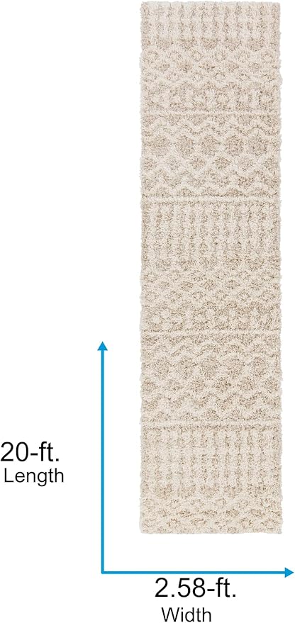 Livabliss Hapsburg Moroccan Shag Runner Area Rug,2'7" x 20', Beige