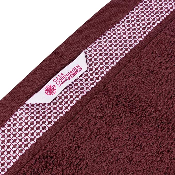 CASA COPENHAGEN Solitaire Mix 6 Pieces Towel Set- Navy + Burgundy, 600 GSM 2Bath Towel 2Hand Towel 2Washcloth, Designed in Denmark Made of Soft Egyptian Cotton for Bathroom, Kitchen & Shower