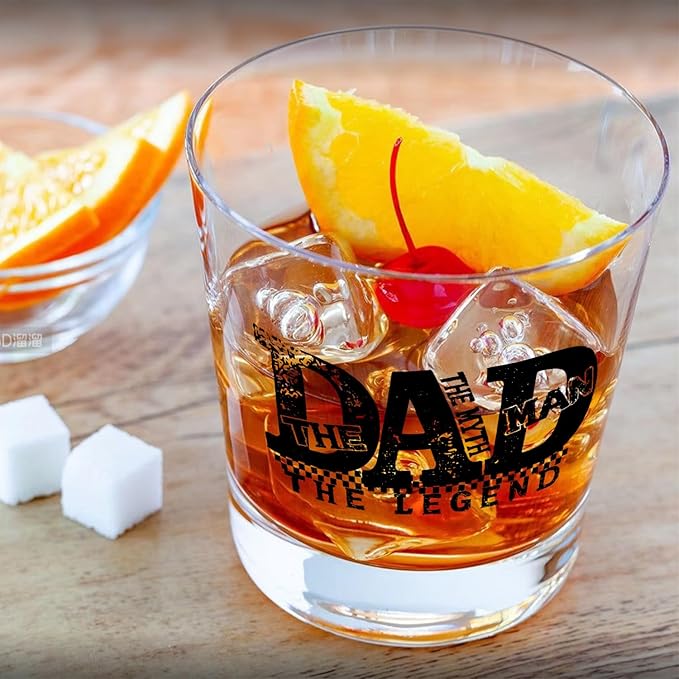 Dad Whiskey Glasses 10 oz, Dad Gifts for Birthday Christmas Father's Day from Daughter Son, The Man The Myth The Legend Father Old Fashioned Rocks Glasses Cup for Men Drinking Bourbon Liquor