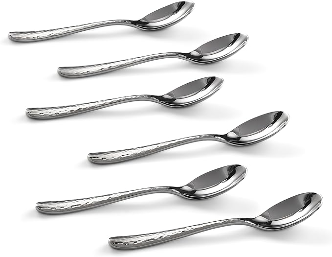 Hudson Essentials 6-Piece Bergamo Set Modern Silver Stainless Steel Espresso Spoons, 4.6-inch Demitasse Coffee Spoons, Set of 6