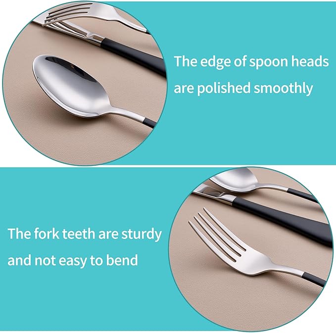 20-Piece Black Silverware Set for 4, 18/0 Stainless Steel Flatware Cutlery Utensils Set, Include Dinner Knives,Dinner Forks,Dinner Spoons,Salad Forks,Teaspoons, Elegant Gift，Dishwasher Safe