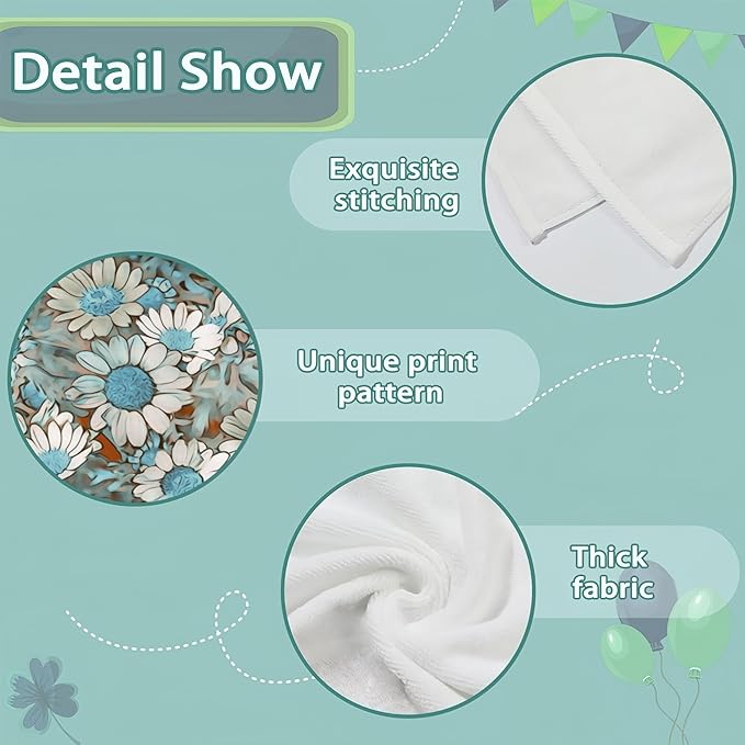 Teal Daisy Flowers Hand Towels for Bathroom,Field Flowers Hand Towel Set of 2 Face Washcloths Fingertip Kitchen Towels 28 x 14 Inch Soft Towels for Gym Hotel