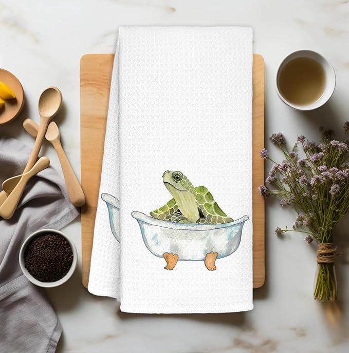 Sea Turtle Gifts Hand Towels Decorative, Sea Turtle Bathroom Decor, Funny Coastal Beach Hand Towels Drying Cloth for Kids Toddler Bathroom Decor, 16x24 Inch