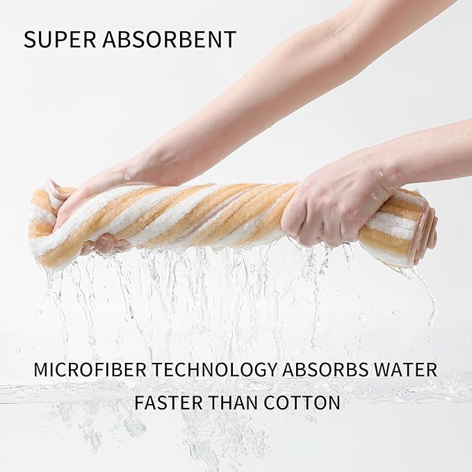 18-Piece Microfiber Bath Towels Set - 6 Bath Sheet, 6 Hand Towels, 6 Washcloths, Soft, Highly Absorbent Bathroom Towel, Quick Dry & Less Lint Shower towel for Bathroom, Hotel, Spa, Dorm-Apricot Yellow