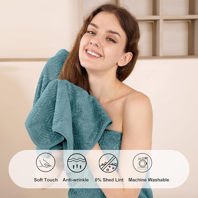 CHINO Bathroom Towel Set, Bath Towels Extra Large, 35x70 Inch Bath Sheets Towels for Adults, Quick Dry Towel Soft Absorbent Oversized Towels Microfiber Shower Towels for Spa Gym(4 Pcs Turquoise)