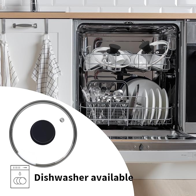 6" Tempered Glass Pan Lid with Steam Vent, Thickened to 4mm, Universal Fit for Cast Iron Skillets, Frying Pans & Pots