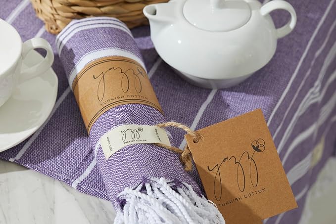 Hand Towels - Set of 2, 18" x 30" inches, Decorative Peshtemal Cotton Hand Towels for Kitchen, Bath, Guest, Face, Hair, Gym, Yoga, Dishcloth, Travel (Dark Lilac)