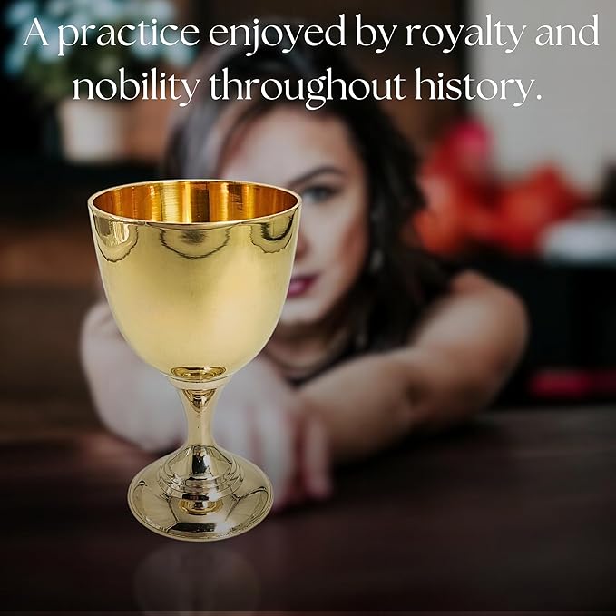 Brass Handmade Premium Wine Cup Gothic Chalice Ancient Elegant Wine Goblet Vintage Chalice Goblet Communion Cup, Handmade Gold Chalice - Ideal Gift for Wine Enthusiasts - Wedding Wine Glass (1 Piece )
