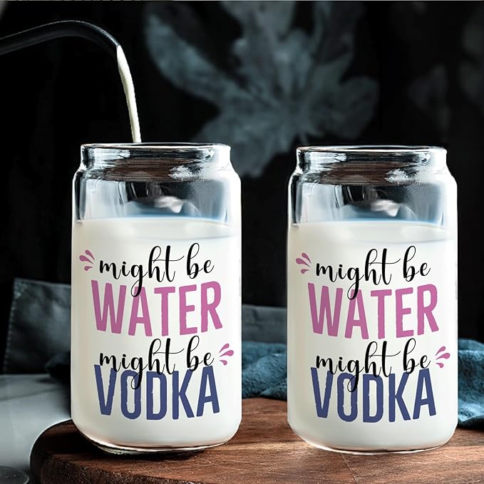 Vodka glasses cup Gifts for Cocktail Lovers, Funny Might Be Vodka Tumbler Gifts For Women 14oz,Tequila Lime drinking jar for Cocktail Lovers