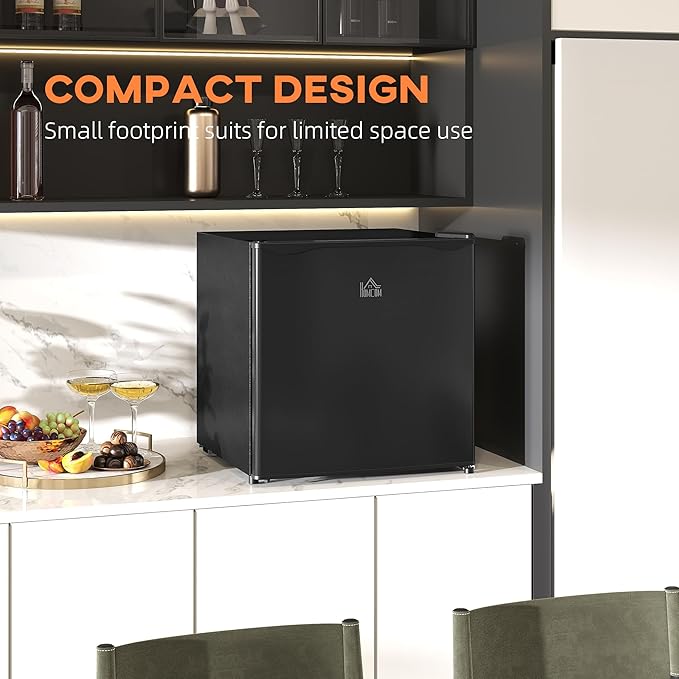 HOMCOM Mini Freezer Countertop, 1.1 Cu.Ft Compact Upright Freezer with Removable Shelves, Reversible Door for Home, Dorm, Apartment and Office, Black