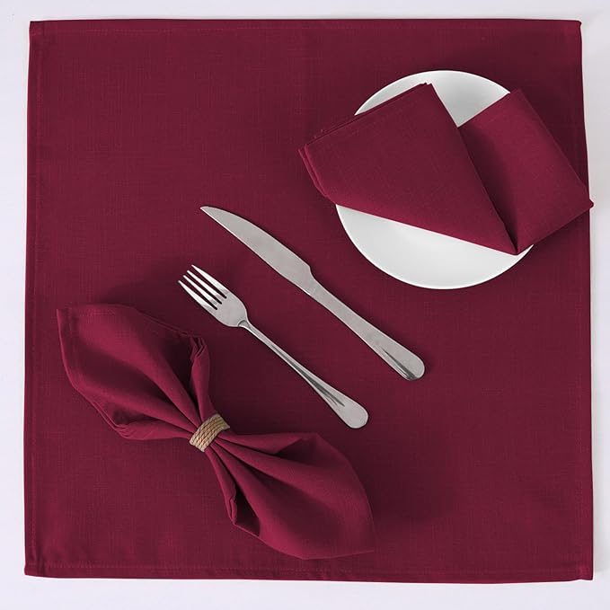 H.VERSAILTEX Cloth Napkins Set of 12 (18" X 18") Linen Textured Dinner Napkins Waterproof Soft Thick Durable Reusable Napkins with Hemmed Edges for Dinners, Weddings and Everyday Use, Christmas Red