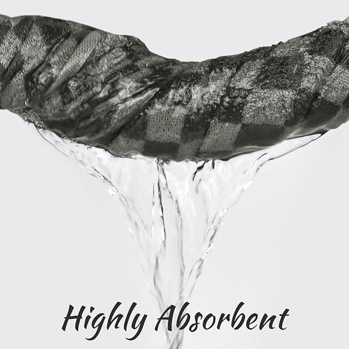 Jacquotha Pack of 2 Cotton Bath Towels (Grey Checkered), Ultral Soft Shower Towels Bathroom Essentials Large Size 54” x 28”, Luxury Medium Thickness Comfort