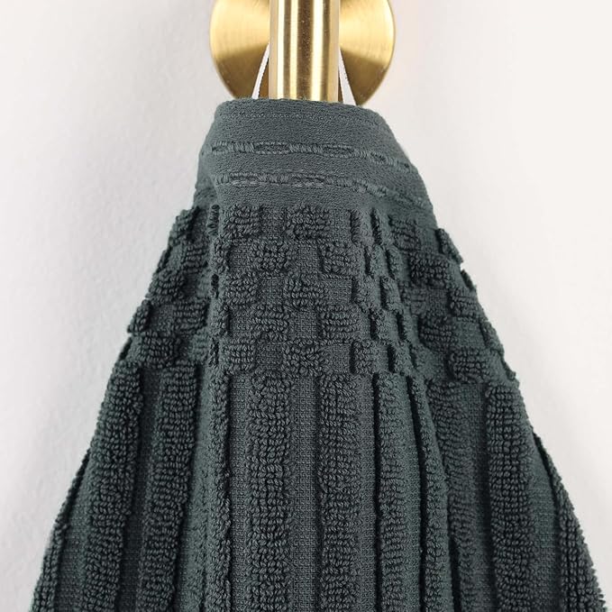 Cotton 2-Piece Solid and Ribbed Bath Towel Set, Bath Towels- 27" x 54", Pine by Superior