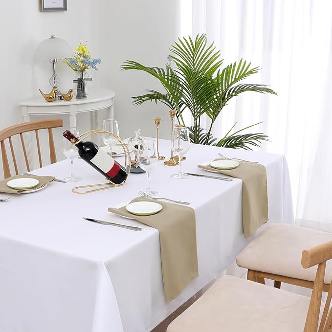 H.VERSAILTEX Cloth Napkins Set of 12 (18" X 18") Linen Textured Dinner Napkins Waterproof Extra Soft Thick Durable Reusable Napkins with Hemmed Edges for Dinners, Weddings and Everyday Use, Taupe