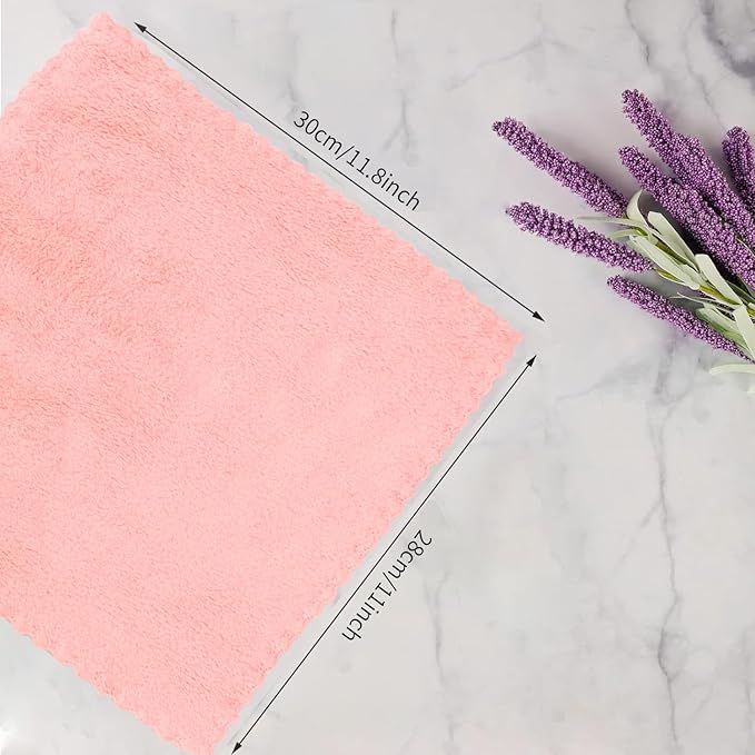 12 Pack Microfiber Coral Fleece Washcloths, Ultra Absorbent and Soft Face Towel, 12" X 11", Perfect Wash Cloths for Bathroom, Gym, Travel, Spa and Makeup