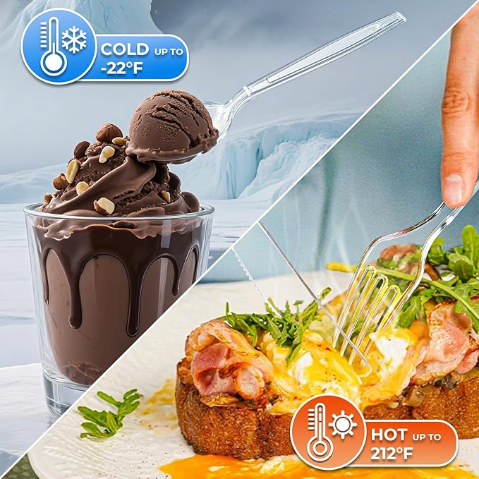 [100 Count] Clear Plastic Knives Heavy Duty, Disposable Steak Knives Plastic Silverware Bulk Washable Cutlery Set Serving Utensils Tableware for Party Supplies,Daily Use,Picnic,Camping,Wedding,BBQ