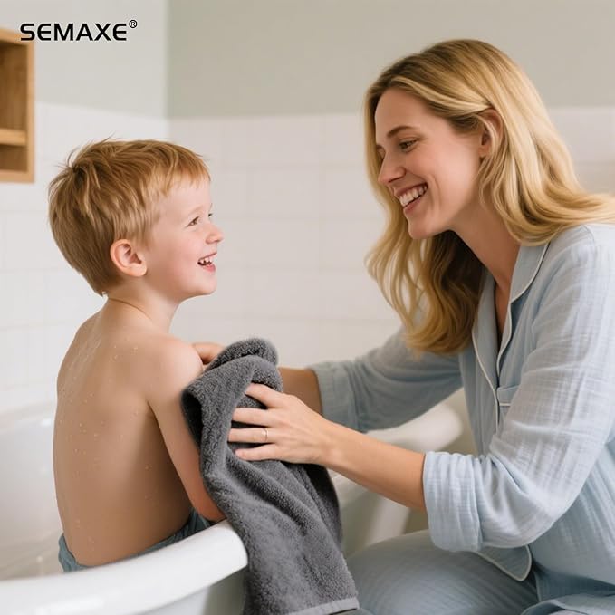 SEMAXE 12 Pack Hand Towels for Bathroom, 100% Cotton Towels with Hanging Loops, Soft and Highly Absorbent,Hand Towel Set for Gym, Shower, Hotel, Spa and Kitchen, Grey+Yellow