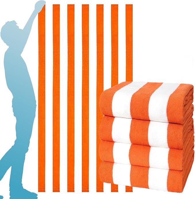4 Packs Extra Large Beach Towel Bath Towel 72 * 40 Set Bathroom Sheets Bulk Oversized Soft Absorbent Thick XL Big Giant Microfiber Terry Blanket Clearance Turkish Toallas De Playa NOT Cotton Orange
