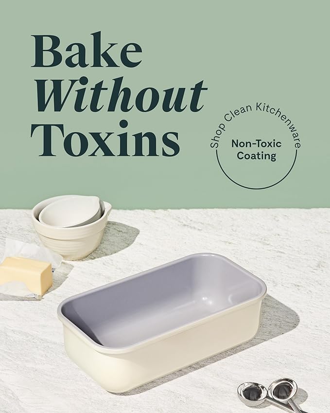 Caraway Non-Stick Ceramic 1 lb Loaf Pan Duo - Naturally Slick Ceramic Coating - Non-Toxic, PTFE & PFOA Free - Perfect for Pound Cakes, Breads, & More - Perracotta