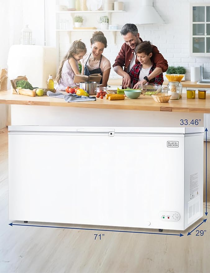 BLACK+DECKER 19.8 Cu. Ft. Chest Freezer, Deep Freezer with Top Opening, Freezer Chest with 4 Removable Storage Baskets, Mechanical Temperature Control, Manual Defrost, R600a Refrigerant,BCF1980E,White