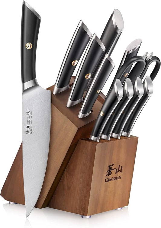 Cangshan ELBERT Series German Steel Forged Knife Block Sets (12-Piece, Black)
