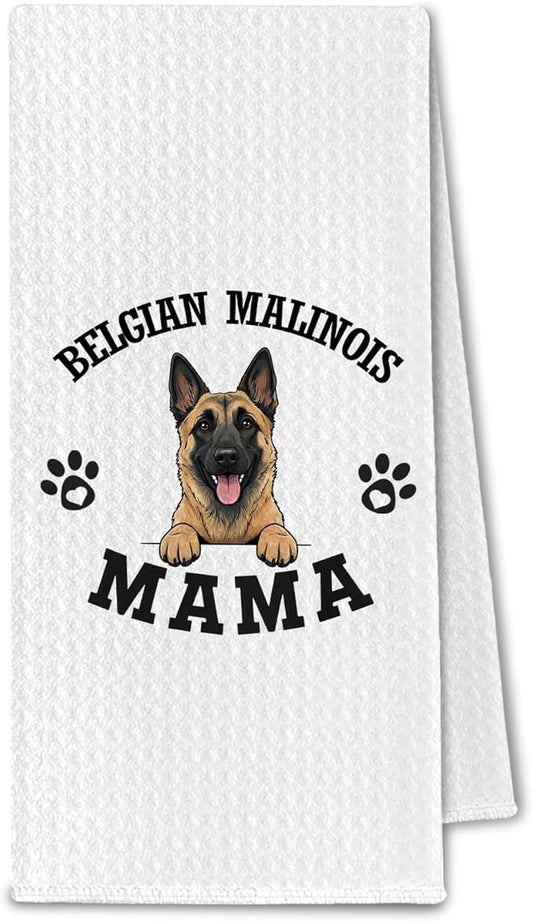 Belgian Malinois Kitchen Towels, Dog Mama Belgian Malinois Gifts for Women & Dogs Moms, Dog Lover Gifts Decorative Hand Towels for Bathroom, 16x24 Inch