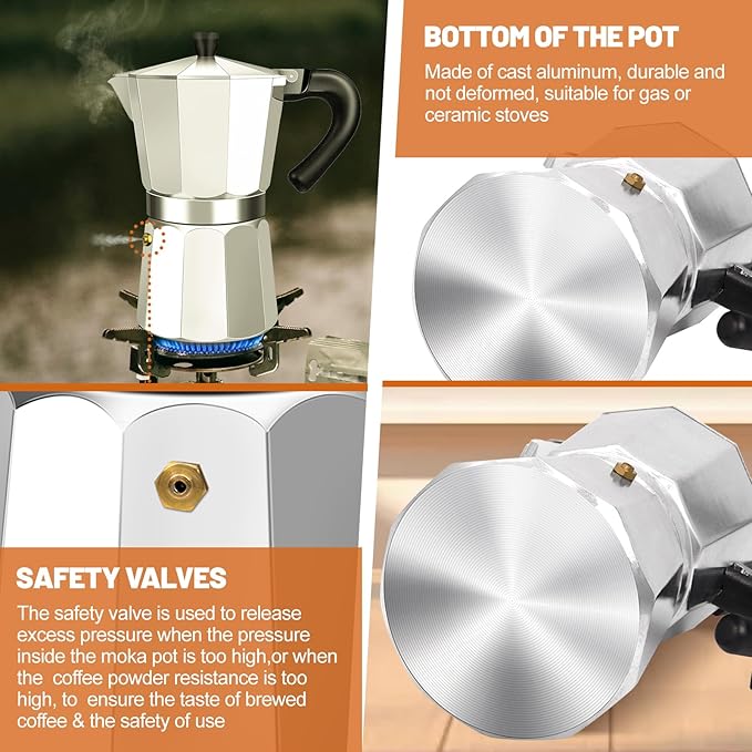 14 Cup Aluminum Espresso Stovetop Moka Pot Express Coffee Maker Percolator Italian Classic Mocha Coffee Machine for Italian and Cuban Cafe Brewing for Home & Camping 700ml 23oz