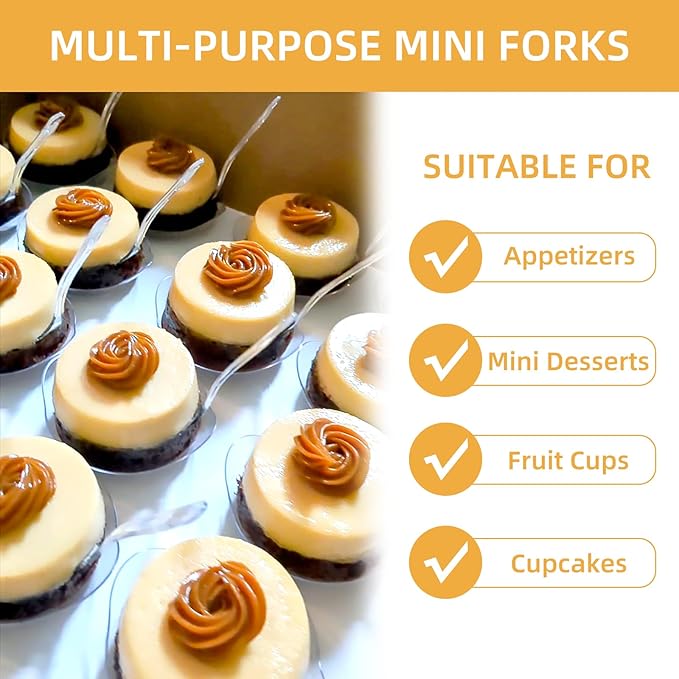 100 PCS Clear Mini Forks Heavy Duty, 4 inch Clear Plastic Appetizer Fork, Mini Forks for Appetizers, Dessert Fork Disposable, BPA Free, Food Safe, Suitable for All Occasions