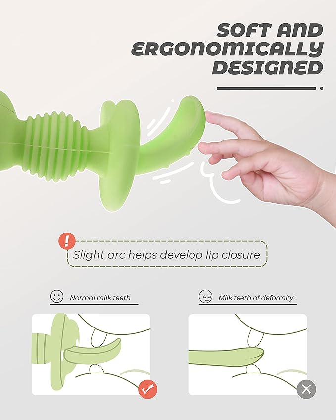 DF DUALFERV 4 Pcs Baby Spoons Self Feeding 6 Months, Silicone Baby Spoons First Stage and Baby Fork, Toddler Utensils for Baby Led Weaning with 2 Cases (Green, Grey)