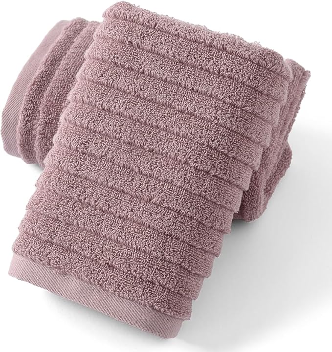 sense gnosis Stereoscopic Ladder Striped Design Purple Hand Towel Soft and Absorbent 100% Cotton Luxury Bathroom Hand Towel Decorative 13 x 29 Inch, 2 Pieces