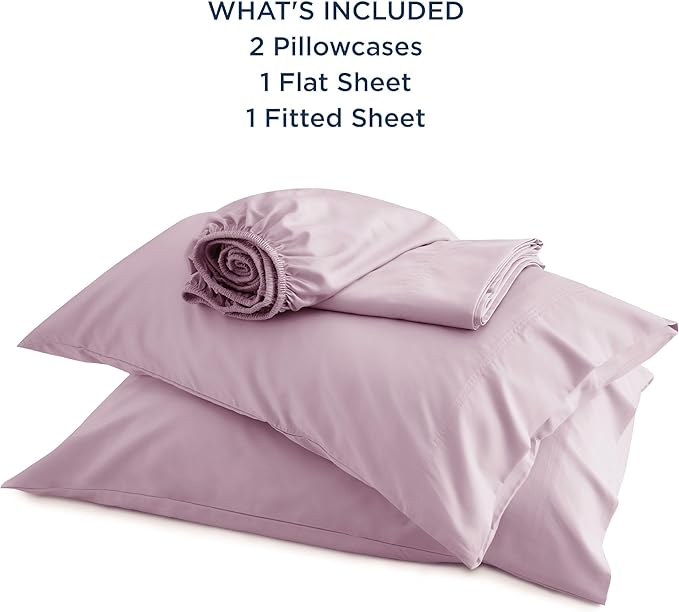 Bedsure California King Sheet Sets, Cooling Sheets, Rayon Derived from Bamboo, Breathable & Soft, Deep Pocket Up to 16 Inches, Hotel Luxury Silky Bedding for Hot Sleepers, Lavender
