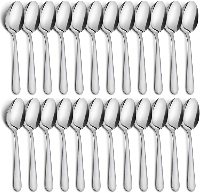 24-Piece Dinner Spoons Set, Funnydin 6.7" Stainless Steel Spoons Silverware, Durable Dessert Spoons, Table Spoon Use for Home, Kitchen and Restaurant - Mirror Polished, Dishwasher Safe