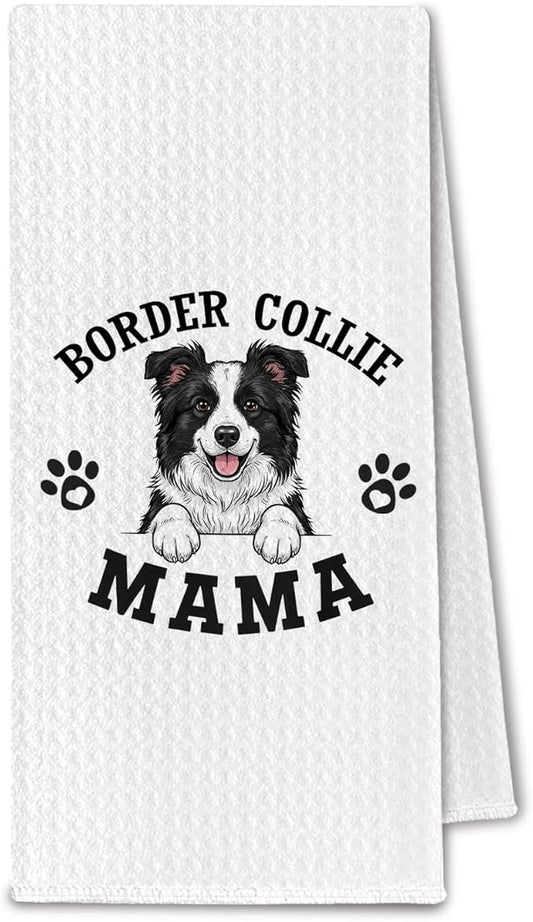Border Collie Kitchen Towels, Dog Mama Border Collie Gifts for Women & Dogs Moms, Dog Lover Gifts Decorative Hand Towels for Bathroom, 16x24 Inch