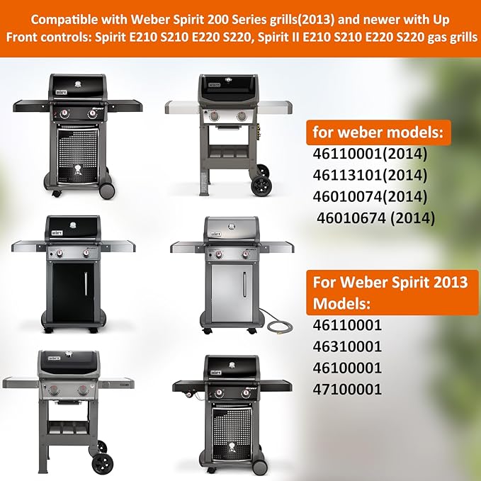 Full-Size Griddle Inserts with Handles for Weber Spirit 200 Spirit II 200 Series Grills Flat Top Cooking Pan Replacement Part for Weber Spirit I & II E-210 E-220 S-210 S-220 Series