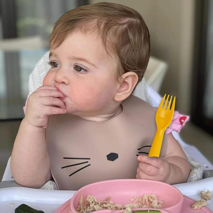 12 Pcs Kids Spoons and Forks Toddler Utensils Plastics Reusable Silverware Baby Cutlery Set Feeding Dinnerware Utensils BPA Free Microwave Dishwasher and Freezer Safe- Rainbow