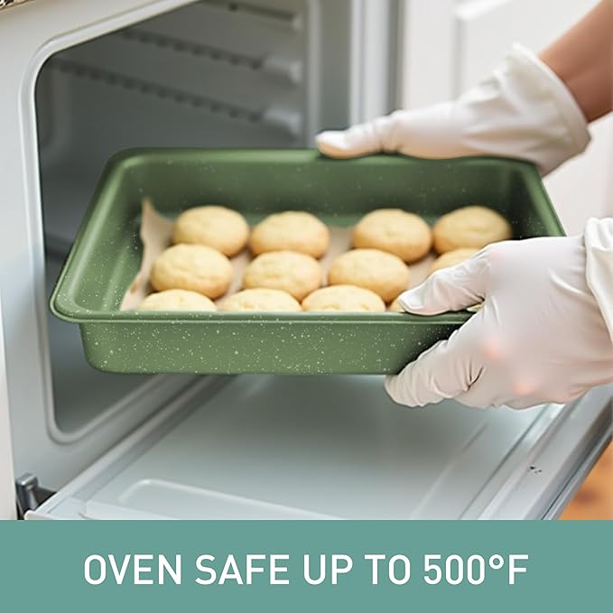 MAISON ARTS 17 Piece Pots and Pans Set Non Stick, Kitchen Cookware Sets with Nonstick Granite Stone Coating, Suitable for Induction Cooktops, Green