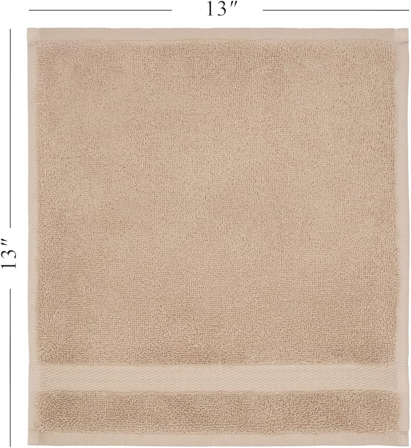 Ozdilek 6-Piece Bath Towel Set, 2 Bath, 2 Hand, 2 Wash, 100% Cotton Turkish Towels, 2 Bath Towels (30x60/550 GSM), 2 Hand Towels (16x30/575 GSM), 2 Washcloths (13x13/600 GSM) (Seahorse Beige)