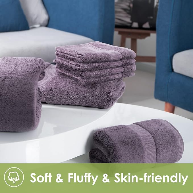 3PC Bathroom Towel Set for Face and Body, Sensitive Skin Lavender Purple Luxury Towels Set for Adult Students Kids Baby, Super Soft Highly Absorbent Towels Set for Bathroom 3 PC