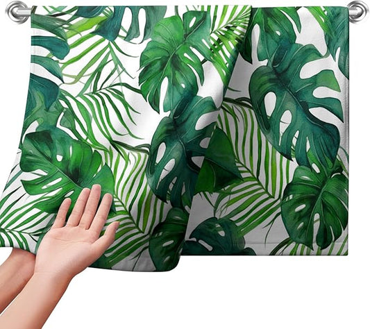 Summer Palm Tree Leaves Kitchen Towel Tropical Jungle Palm Hand Towel for Bathroom Green Leaf Dish Towel 14.4 X 28.3 in Soft Absorbent for Bathroom Kitchen Home Decor