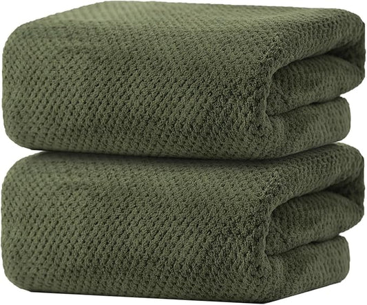 Oversized Bath Towels Extra Large 40x80 Inches Bath Sheets for Adults Super Soft Quick Dry Highly Absobent Microfiber Shower Towels (2 Piece, Green)