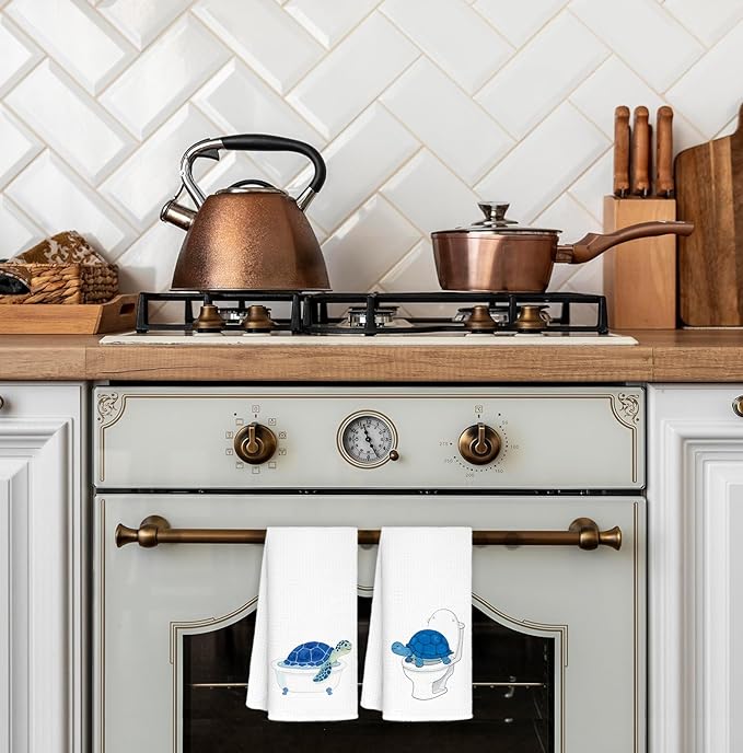 Sea Turtle Hand Towels for Bathroom Set of 2, Sea Turtle Decor, Turtles Gifts, Coastal Nautical Beach Decorative Hand Towels, 16x24 Inch