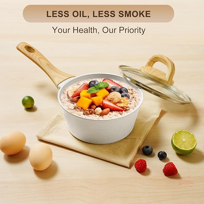 EWFEN 25 Pcs Pots and Pans Set, Nonstick Ceramic Cookware Sets, Healthy Non-Toxic, Large Capacity, Induction Compatible, Cooking Set with Frying Pans & Saucepans, PFAS/PTFE/PFOA Free, Cream White