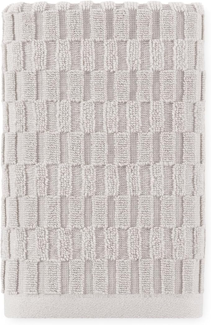 DKNY Metro Tile Quick Dry 100% Cotton Towel Set for Bathroom – 2 Bath, 2 Hand, Zero Twist, Absorbent, Supremely Soft, 550 GSM, 4 Piece, Stone
