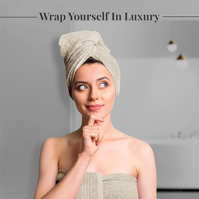 Tens Towels Pack of 8 Towels Set, 2 Extra Large Bath, 2 Hand, 4 Washcloths, 100% Cotton, Lighter Weight, Quicker to Dry, Super Absorbent, Perfect for Bathroom, Beige