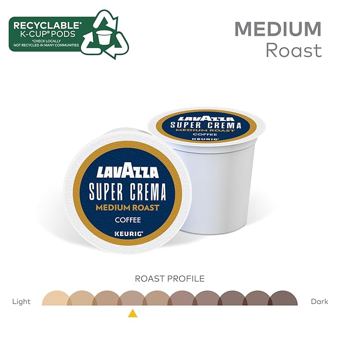Lavazza Super Crema, Single Serve Keurig® K-Cup® Pods, Medium Espresso Roast Coffee, 96-Count Box