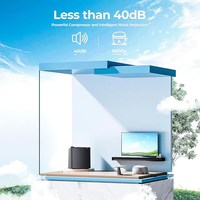 1.2 Cu.ft Upright Freezer, Small Mini Freezer with Adjustable Thermostat, Removable Shelves, Reversible Single Door, for Bedroom/Home/Dorms/Apartment (Deep Black)