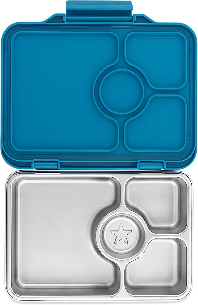 Yumbox Prêt Stainless Steel Bento Box – Leakproof, Reusable Lunch Container for Kids & Adults – Sandwich & Snack Friendly, BPA-Free, Durable Food Box (Normandy Blue)