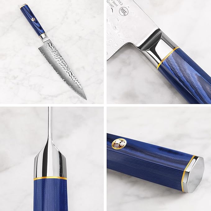 Cangshan KITA Series 6-Piece Knife HUA Block Set, High Carbon X-7 Damascus Steel, 501783 (Blue, 6pc)