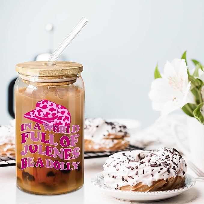 Western Gifts for Women Hot Pink Western Cowgirl Accessories Birthday Christmas Decorations Gifts for Women Girls Party Favors Cute Glass Cups with Lids and Straws, 16 Oz Pink Tumbler