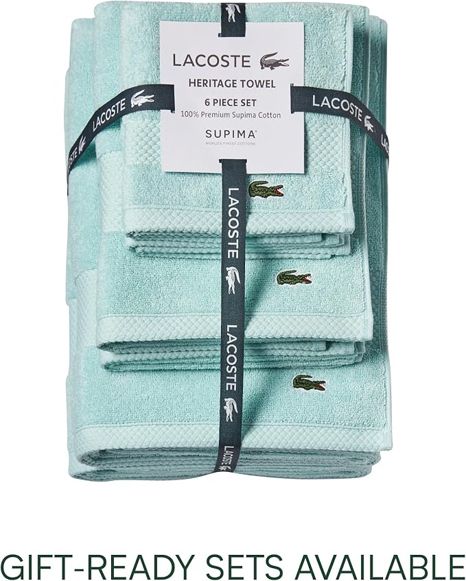 Lacoste Heritage 100% Supima Cotton Tub Mat, Mint, 21" x 31" – Highly Absorbent & Quick Drying, Premium Super Soft Bath Towel, Bathroom Essential, Gift for All Occasions, Machine Washable